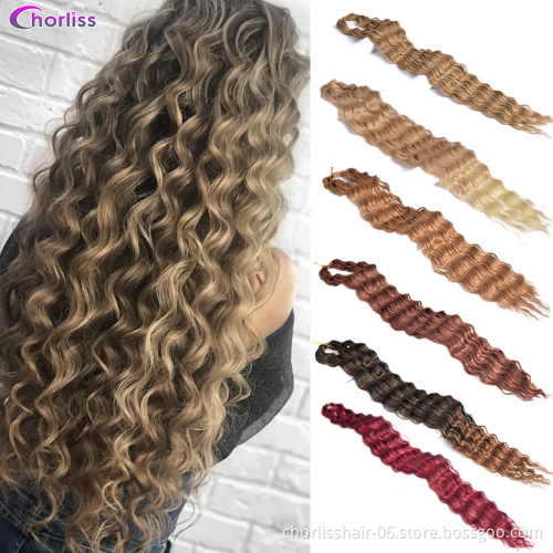 Wholesale 30'' Soft Honey Blonde Deep Wave Crochet Braids Hair Pr-Stretched Ombre Water Wave Synthetic Braiding Hair Extensions